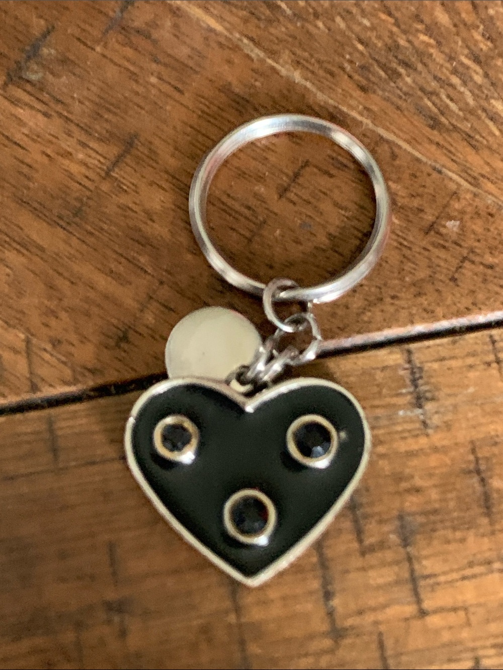 Silver Heart Keychain with Black Enamel